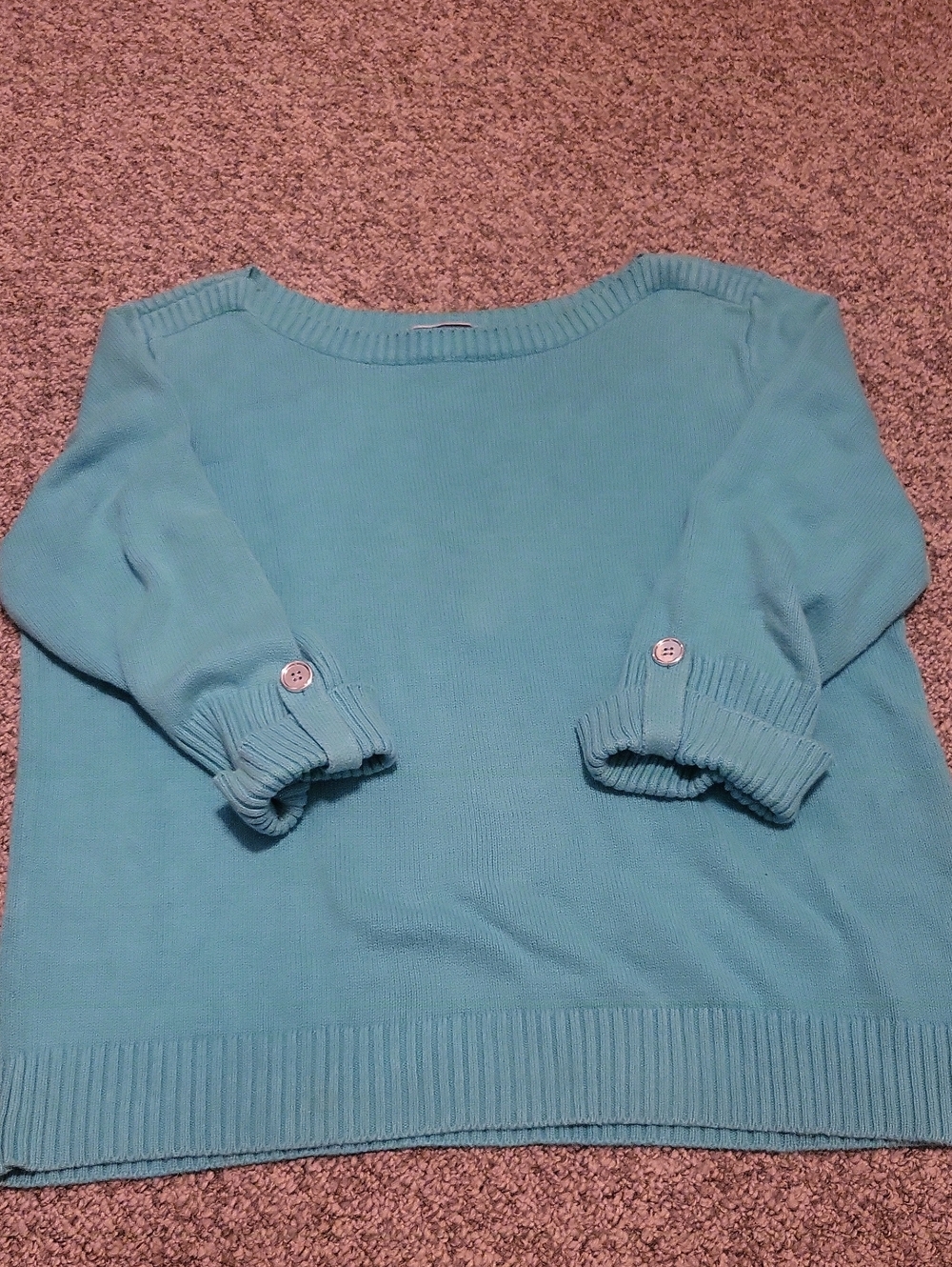 Womens Teal Quarter Sleeve Sweater
